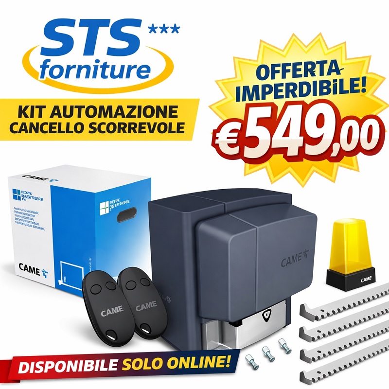 CAME U2313 Kit Automazione Scorrevole 800Kg 230V + 4mt Cremagliera Acciaio
