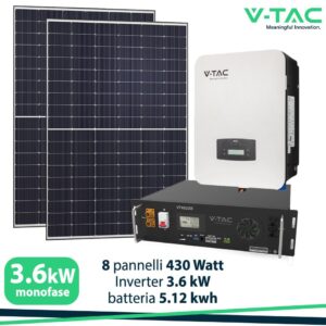 kit Fotovoltaico 3,6Kw + Batteria 5Kwh