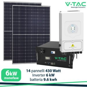 kit Fotovoltaico 6Kw + Batteria 9.6Kwh