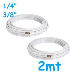 Tubi rame coppia 1/4'' e 3/8'' mt 2 isolato per climatizzatore