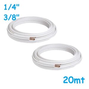 Tubi rame coppia 1/4'' e 3/8'' mt 20 isolato per climatizzatore