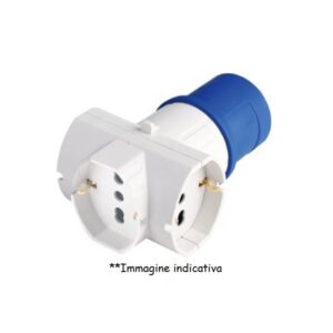 Adattatore Spina Cee 2P+T a 3 Prese Schuko Bivalenti