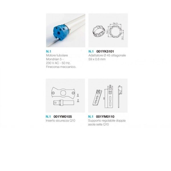 CAME Kit Mondrian 5 50Nm con perno Q per Tapparelle e tende - immagine 4