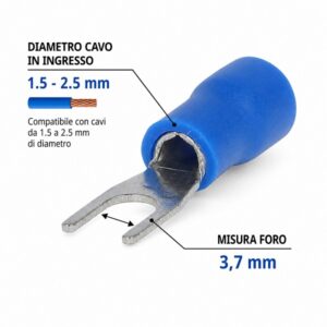 Capicorda a Forcella Preisolato Blu da 1,5-2,5mm Foro 3,7