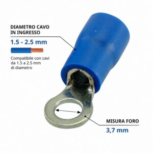 Capicorda Isolato a Occhiello Rosso 1,5-2,5mm Foro 3,7mm