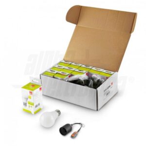 Kit di 10 portalampade E27 neri con lampade A60 10W 4000K