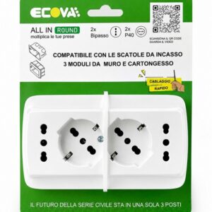 Multipresa da Parete All-in Round 4 Prese Bianca Per Scatola 503