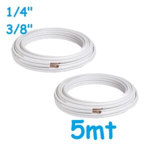 Tubi rame coppia 1/4'' e 3/8'' mt 5 isolato per climatizzatore