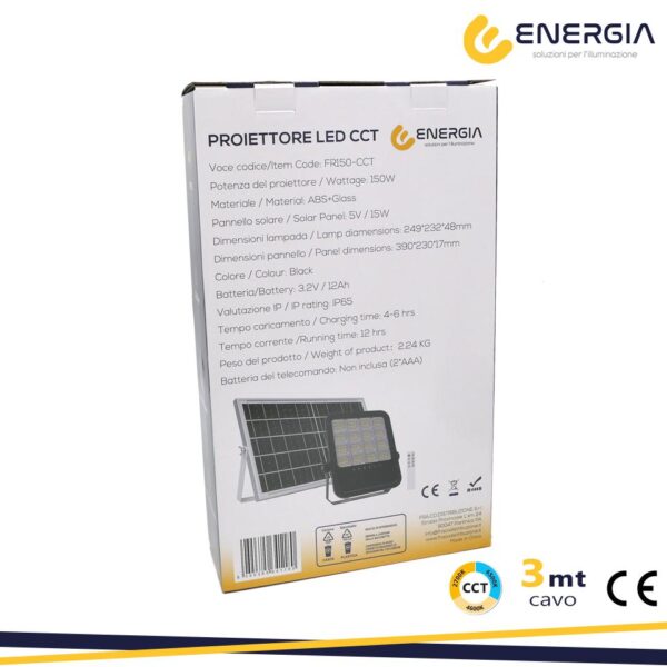 Proiettore LED Solare 300w CCT Tricolor 3300 Lumen - immagine 7
