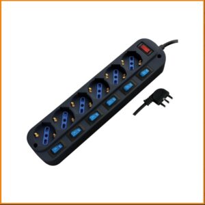 Multipresa 6 Schuko + 6 Interruttori Nera