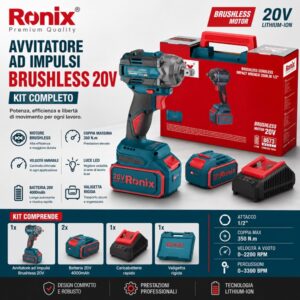 Avvitatore a impulsi brushless 20V, 1/2 pollice 500 Nm