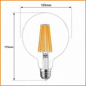 Lampada Goccia LED a Filamento E27 18w G125 Luce Natura 3200 Lumen