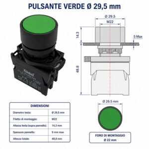 Pulsante a Rilascio verde NA