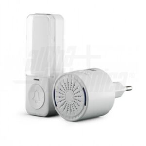 Kit campanello wireless bianco con pulsante cinetico fino a 180m