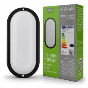 Plafoniera LED Ovale Nera 12w Luce Natura 1160 Lumen IP54