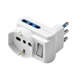 Adattatore 2 Bprese 10/16A + 1 Schuko 10/16A con Spina 16A e Interruttore