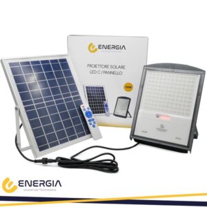 Proiettore LED 100w Luce Fredda con Pannello Solare 1000 Lumen
