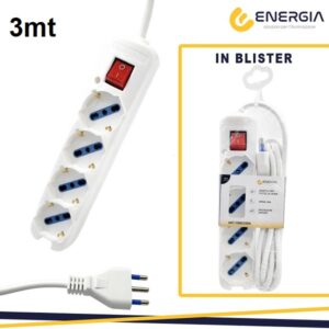 Ciabatta 4 Schuko + Interruttore Bianca CAVO 3mt