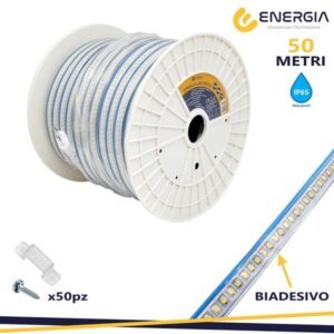 Strip Led 220v 15w/m Natura con biadesivo