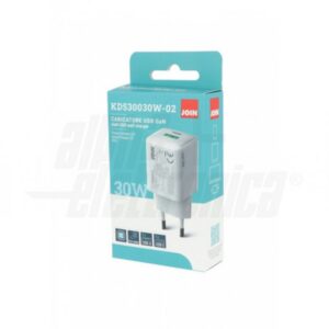 Caricatore 2 USB 1C e 1A - 30W Bianco