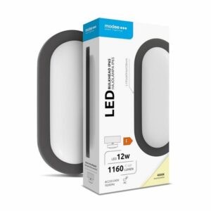 Plafoniera LED Ovale Nera 12w Luce Natura IP65 1080 Lumen