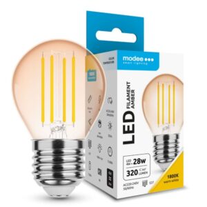 Lampada Goccia LED G45 a Filamento E27 4w Luce AMBRA 1800°k 320 Lumen