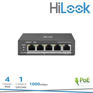 Switch 4 porte PoE Gigabit + 1 Porte Uplink Gigabit 38w
