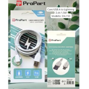 Cavo Lightning Apple 5V 2.4A 1.5mt Carica e dati Bianco
