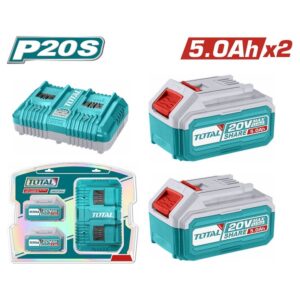 Starter kit 2 batterie 20V, 5Ah + caricabatterie doppio 4A