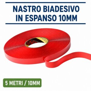 Nastro Biadesivo Trasparente in Espanso 5 Metri 10mm Spessore 1mm