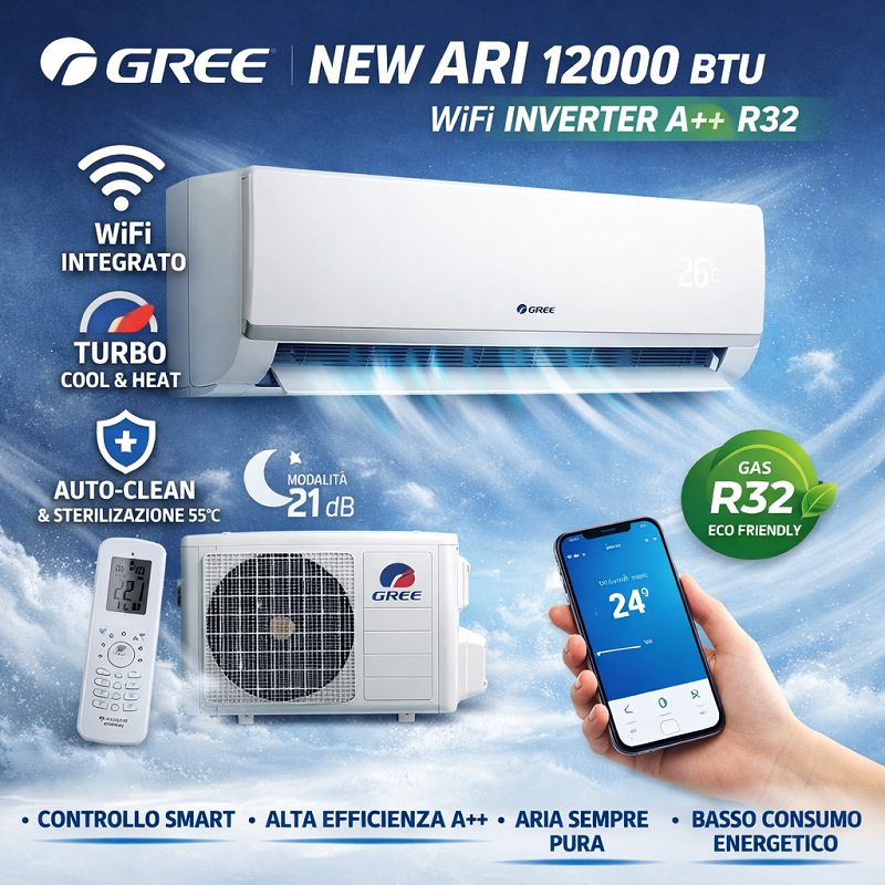 Climatizzatore GREE New ARI wifi 18000 Btu Inverter A++ R32 - immagine 2