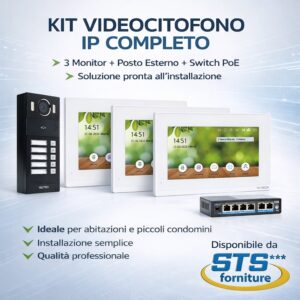 Kit Videocitofono IP 3 Monitor + Posto esterno Intercom