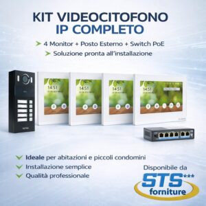Kit Videocitofono IP 4 Monitor + Posto esterno Intercom